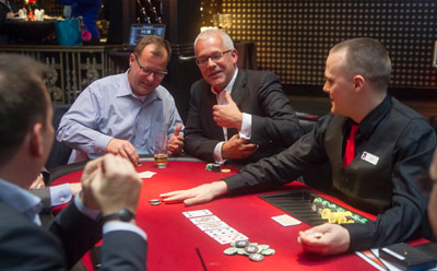 Jeff, 21 Nights Entertainment event dealer, at our Texas Hold 'Em Poker table.